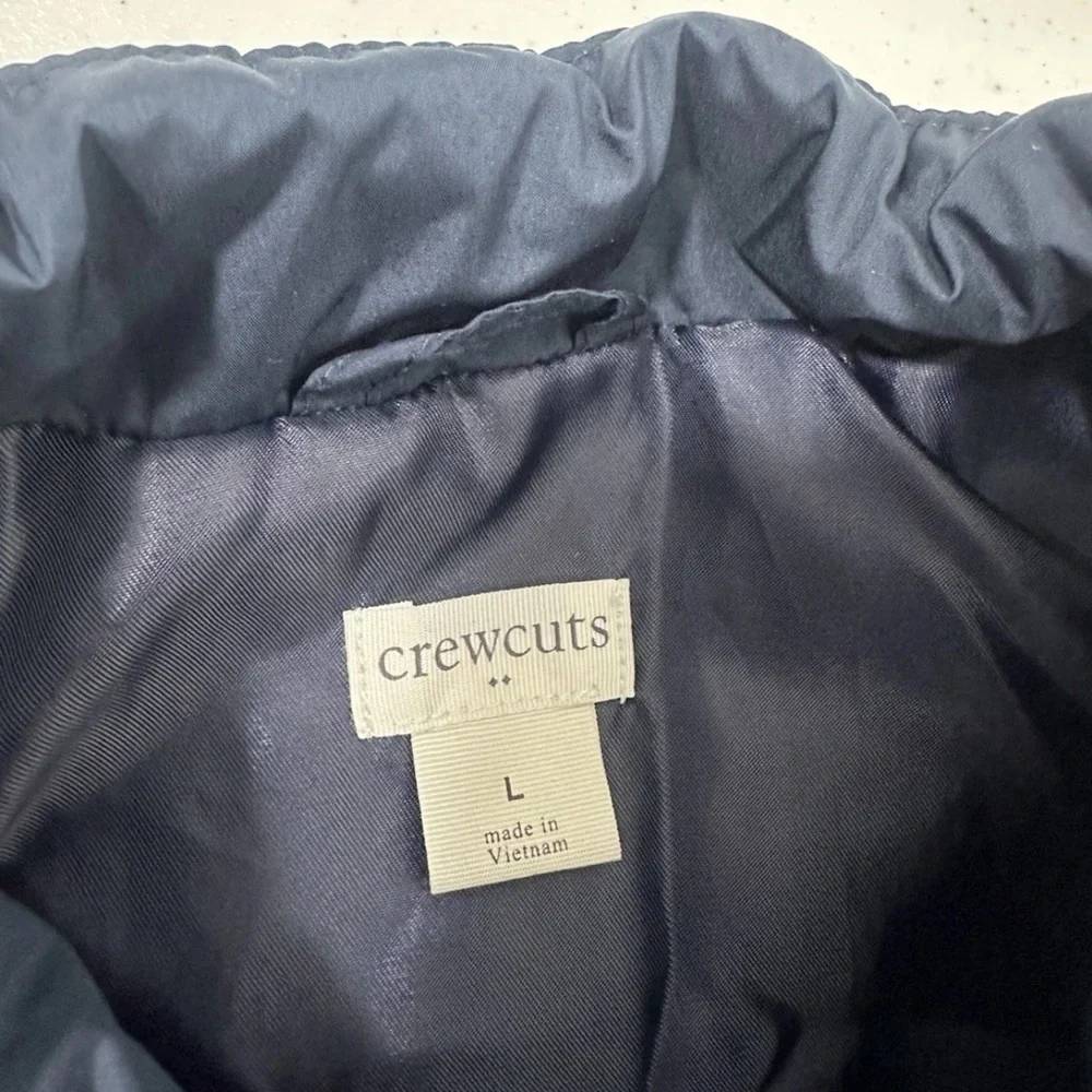 J Crew Crewcuts Sz L Kids Navy Blue Quilted Puffer Vest Zip Up